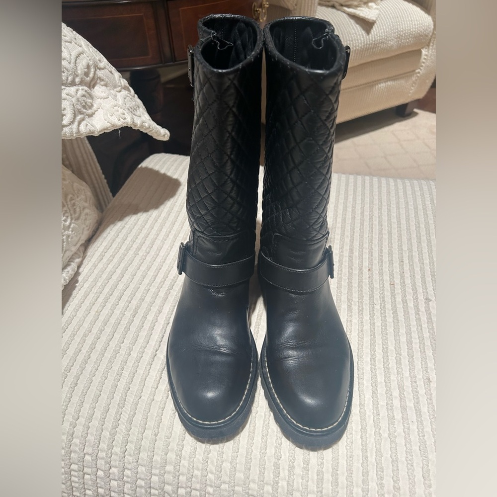Chanel Women's Quilted Napa Leather Motorcycle Boots - MSRP $1495